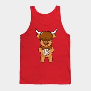 highland cow holding a soccer ball Tank Top